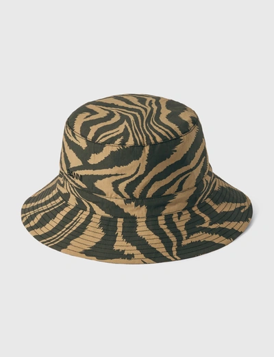 Shop Ganni Printed Cotton Poplin Bucket Hats In Brown