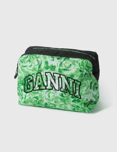 Shop Ganni Recycled Tech Fabric Vanity Case In Green