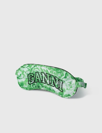 Shop Ganni Recycled Tech Fabric Eye Mask In Green