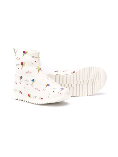 Shop Giuseppe Junior "love" Printed Boots In White