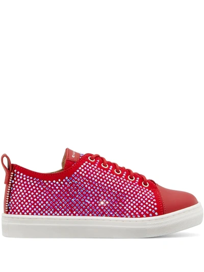 Shop Giuseppe Zanotti Embellished Low Top Sneakers In Red