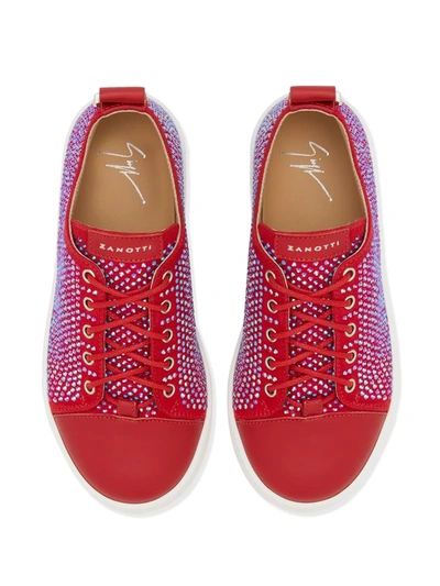 Shop Giuseppe Zanotti Embellished Low Top Sneakers In Red