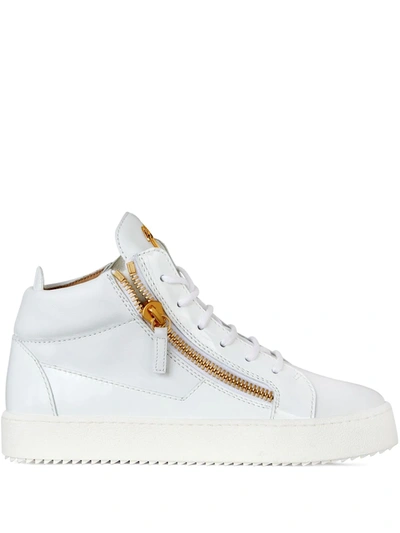 Shop Giuseppe Zanotti Kriss Leather Sneakers In White