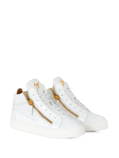 Shop Giuseppe Zanotti Kriss Leather Sneakers In White