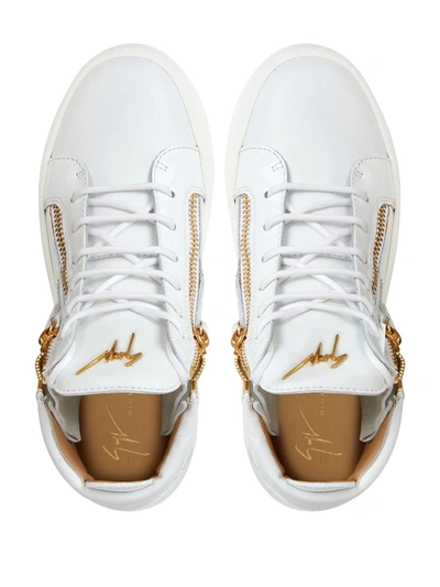 Shop Giuseppe Zanotti Kriss Leather Sneakers In White