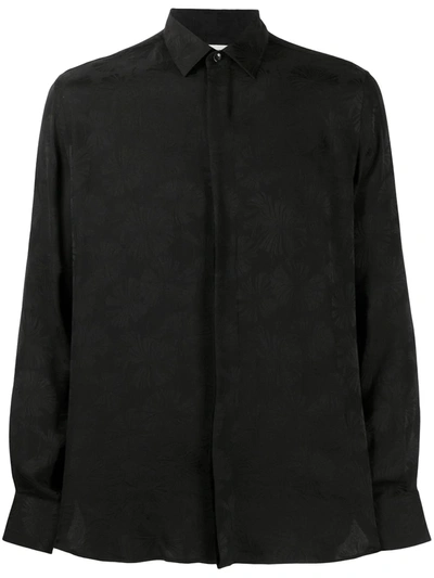 Shop Saint Laurent Floral-jacquard Shirt In Black