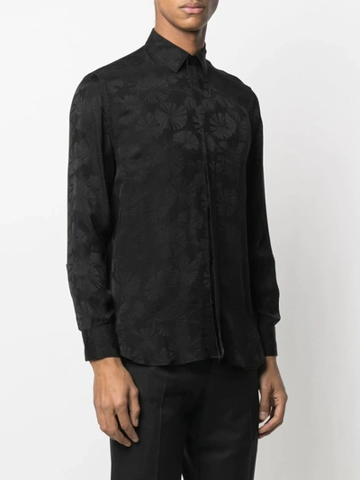 Shop Saint Laurent Floral-jacquard Shirt In Black