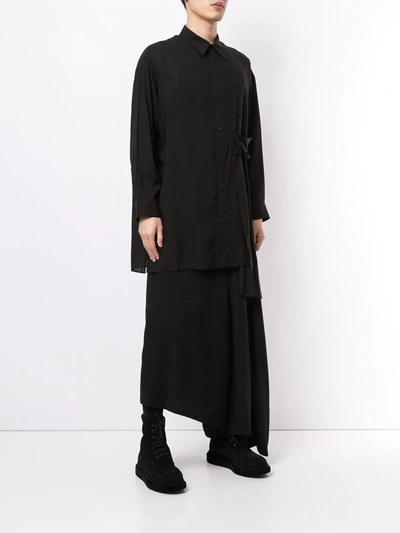 Shop Yohji Yamamoto Layered Asymmetric Shirt In Black