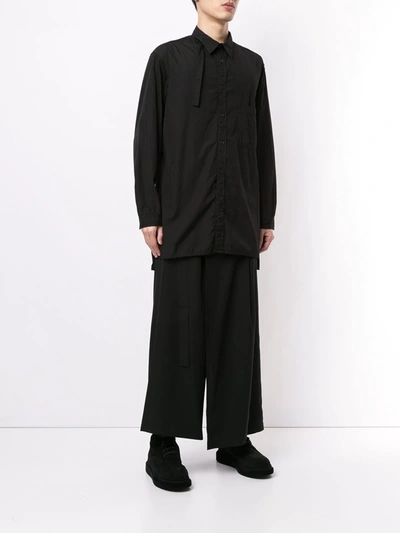 Shop Yohji Yamamoto Tie-neck Long-sleeved Shirt In Black