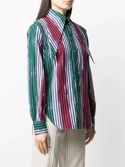 Shop Vivienne Westwood Oversize Collar Pinstriped Shirt In Green
