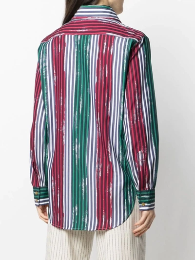 Shop Vivienne Westwood Oversize Collar Pinstriped Shirt In Green