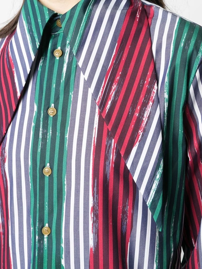 Shop Vivienne Westwood Oversize Collar Pinstriped Shirt In Green
