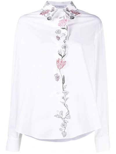 Shop Vivetta Embroidered Floral Shirt In White