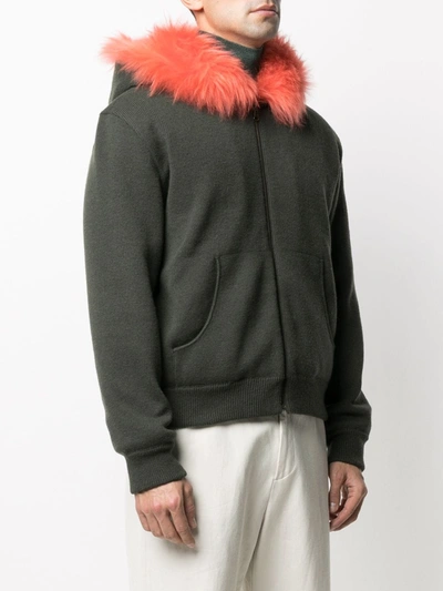 Shop Mr & Mrs Italy Reversible Fur-lined Hoodie In Green