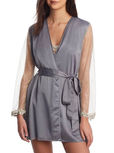 Shop Flora Nikrooz Showstopper Charmeuse Robe In Storm
