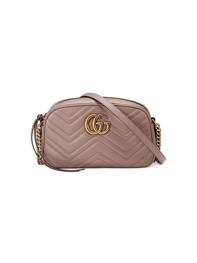 Shop Gucci Gg Marmont Small Leather Shoulder Bag In Pink