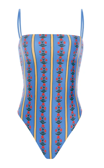 Shop Agua By Agua Bendita Women's Durazno Carmina-print One-piece Swimsuit In Blue