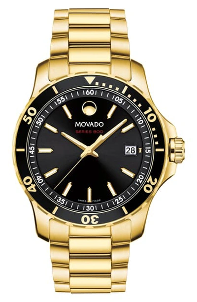 Shop Movado Series 800 Bracelet Watch, 40mm In Gold/ Black/ Gold