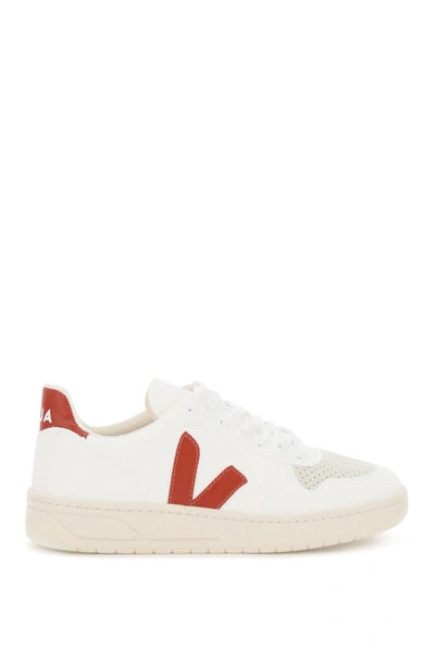 Shop Veja C.w.l. V-10 Vegan Leather Sneakers In White Rouille (white)