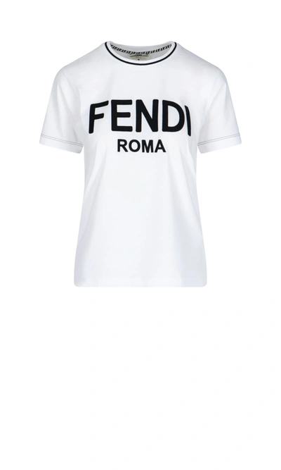 Shop Fendi Short Sleeve T-shirt In White