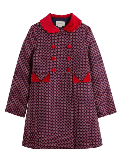 Shop Gucci G Quadro Wool Coat In Red