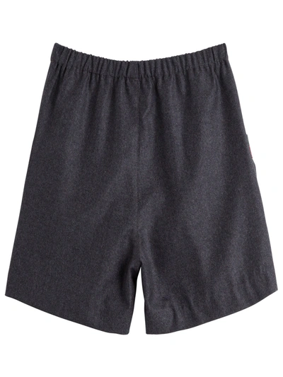 Shop Gucci Flannel Shorts With Web Detail In Grey