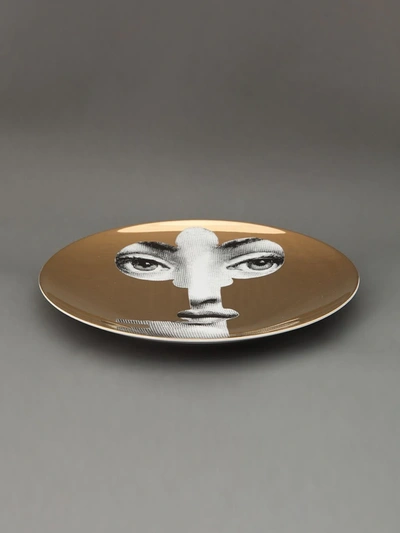 Shop Fornasetti Plate In Metallic