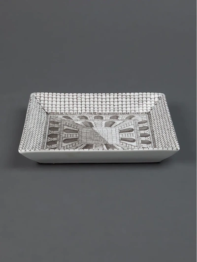 Shop Fornasetti Square Plate In Grey