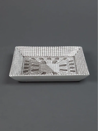 Fornasetti Square Plate In Grey