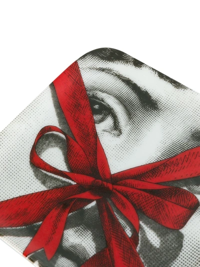 Shop Fornasetti Face Print Square Plate In Red