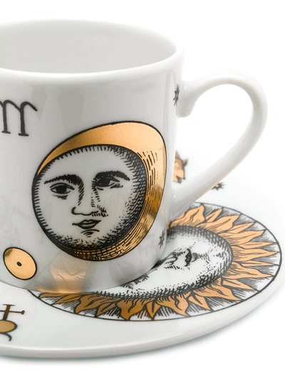 Shop Fornasetti Set Of 6 Expresso Cups In White