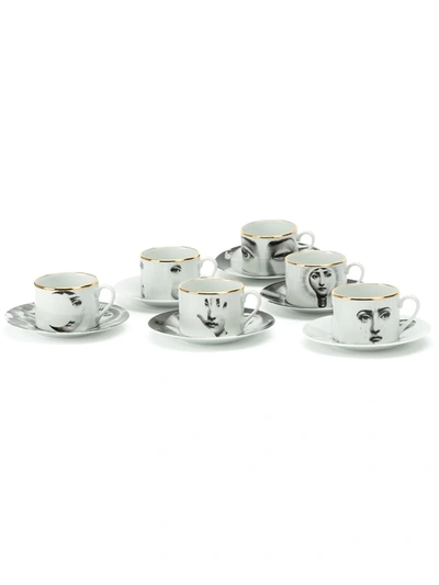 Shop Fornasetti Ceramic Tea Set In Gold