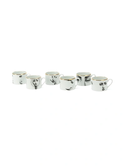 Fornasetti Ceramic Tea Set In Gold