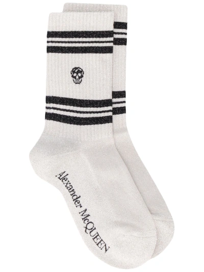 Shop Alexander Mcqueen Skull Sport Socks In Neutrals