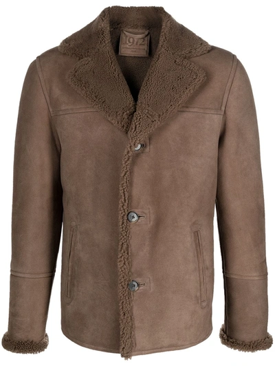 Shop Desa 1972 Shearling Single-breasted Overcoat In Brown