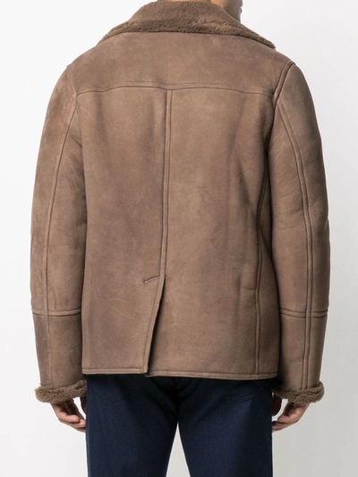 Shop Desa 1972 Shearling Single-breasted Overcoat In Brown