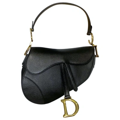 Pre-owned Dior Saddle Black Leather Handbag