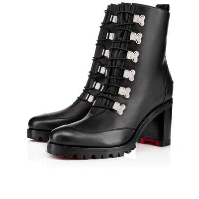 Christian Louboutin Country Croche Booty 70mm Black Calf In Black/silver
