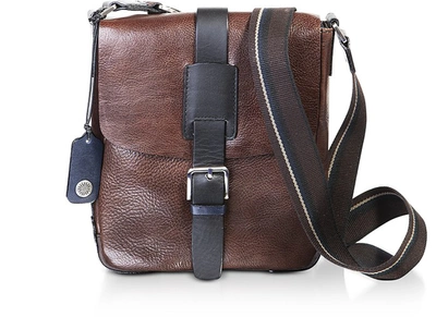 Shop Chiarugi Designer Men's Bags Dark Brown Leather Men's Crossbody Bag In Marron
