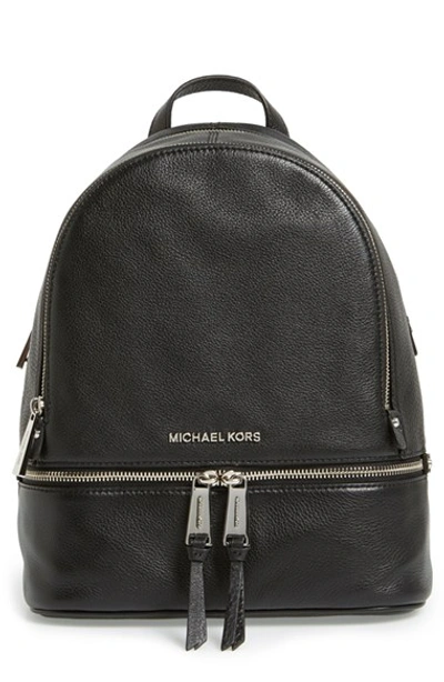 Shop Michael Michael Kors 'small Rhea Zip' Leather Backpack In Black
