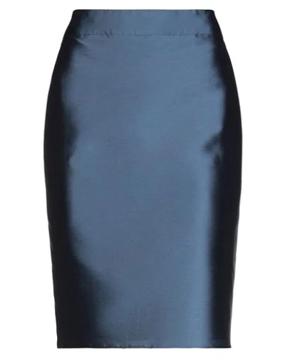 Shop Armani Collezioni Knee Length Skirts In Slate Blue