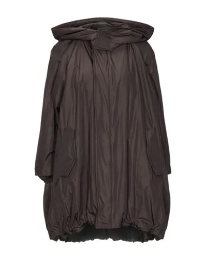 Shop Ahirain Synthetic Down Jackets In Dark Brown