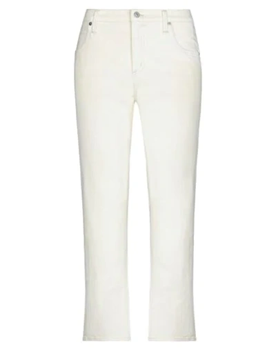 Shop Citizens Of Humanity Woman Jeans Ivory Size 25 Cotton, Polyurethane In White