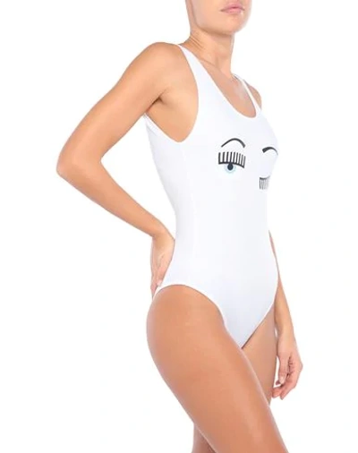Shop Chiara Ferragni Woman One-piece Swimsuit White Size S Polyamide, Elastane