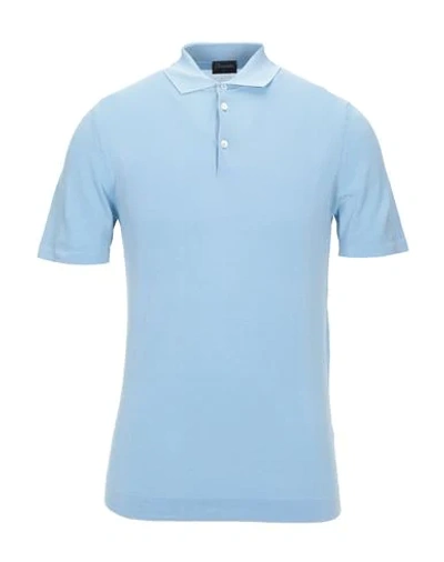 Shop Drumohr Man Polo Shirt Sky Blue Size 46 Cotton
