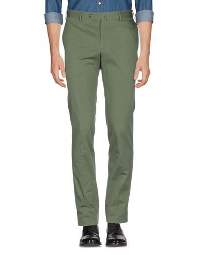 Shop Pt Torino Man Pants Military Green Size 40 Cotton, Silk, Elastane