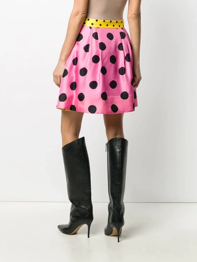 Shop Moschino Polka Dot Skater Skirt In Pink