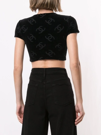 Pre-owned Chanel Cc Logo Cropped Top In Black