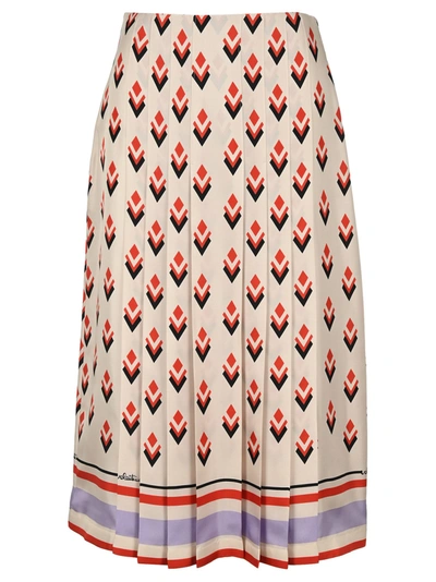 Shop Valentino Graphic Printed Pleated Midi Skirt In Multi
