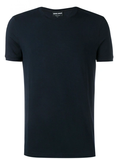 Shop Giorgio Armani Cotton T-shirt In Blue